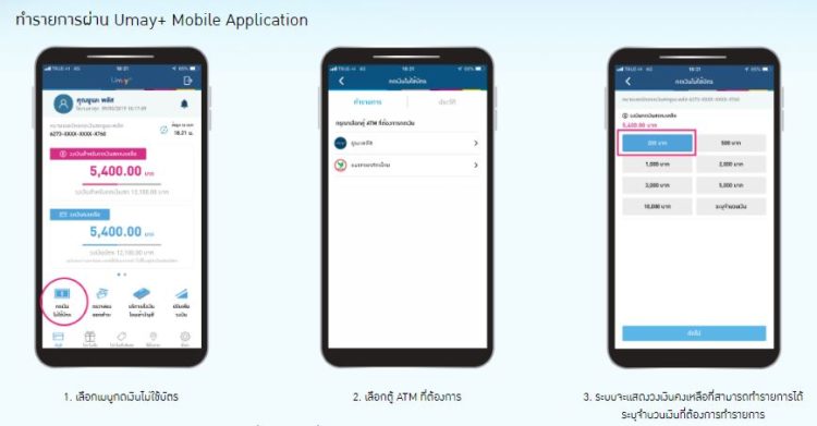 วิธีกดเงินสด ยูเมะพลัส จากตู้ ATM