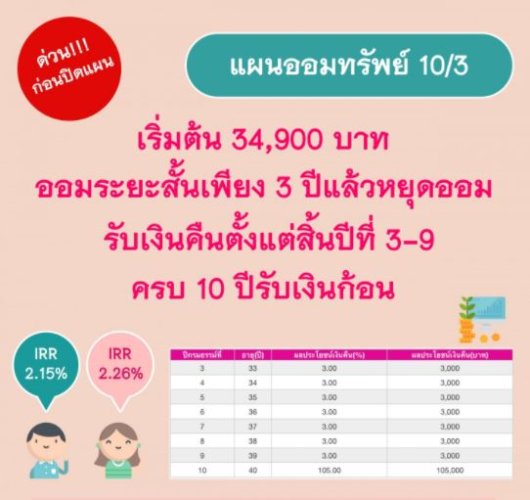 ประกันชีวิตระยะสั้น 3 ปี
